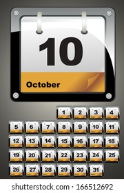 October calendar icons. Set 2014