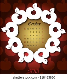 October CAlendar in red and gold