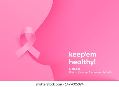 October Cancer Awareness Month banner with minimal concept. Creative Vector Illustration for web, social media, ad, cover, poster. 