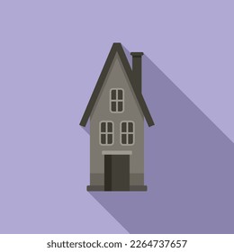 October creepy house icon flat vector. Spooky horror. Scary night
