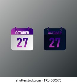 October daily calendar icon in flat design style. Vector illustration in light and dark design. 