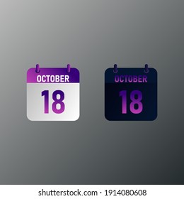 October daily calendar icon in flat design style. Vector illustration in light and dark design. 