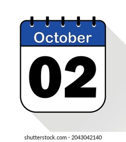 October day 2 blue - Calendar Icon - Vector Illustration.	