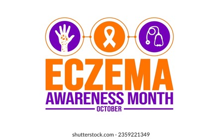 October is Eczema Awareness Month Awareness Month background template. Holiday concept. background, banner, placard, card, and poster design template with text inscription and standard color. vector 