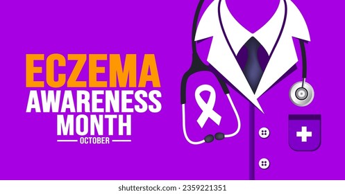 October is Eczema Awareness Month Awareness Month background template. Holiday concept. background, banner, placard, card, and poster design template with text inscription and standard color. vector 