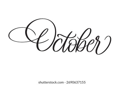 October elegant calligraphy script, decorative hand-lettered vector