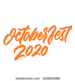 October fest 2020. handwritten modern calligraphy. Hand lettering inscription. Hand written type. Simple vector sign. Vector illustration.