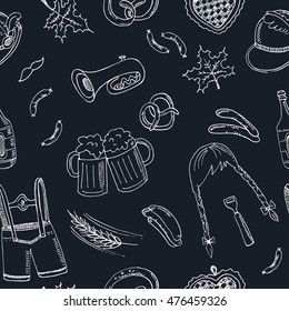 October fest doodle seamless pattern. Vintage illustration for identity, design, decoration, packages product and interior decorating