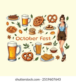 october fest, flat element illustration