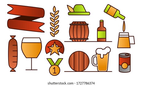 October Fest like Beer Fest Elements Illustration Cartoon Style