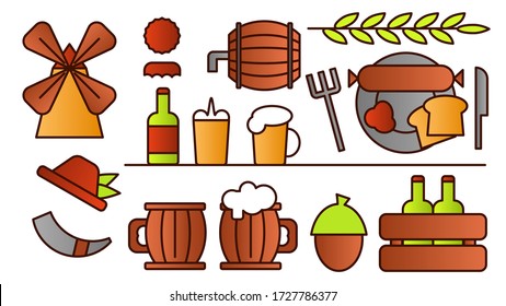 October Fest like Beer Fest Illustration Set Cartoon Style