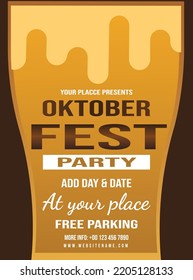 October fest party poster flyer or social media post template design