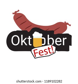October fest traditional Bavarian festival stickers with beer and sausage. Set of Octoberfest vector design elements. Oktoberfest stickers.