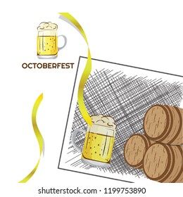 October Fest Vector Illustration Background Hand Drawing Eps.10