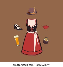 October fest women outfits set vector illustration