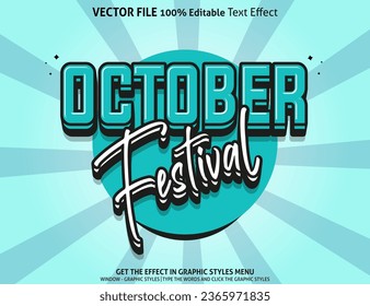October festival 3d text effect and editable text effect