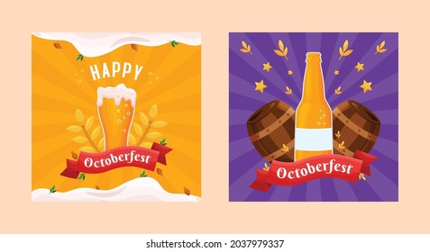 October Festival Beer Day Social Media Post Vector