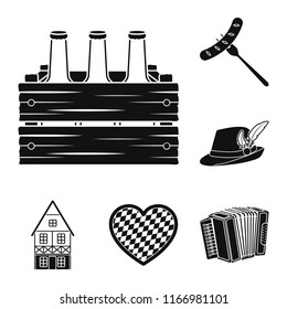 October festival in Munich black icons in set collection for design.Tradition and fun vector symbol stock web illustration.