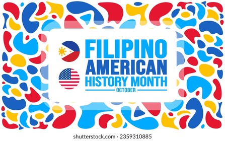 October is Filipino American History Month background template. Holiday concept. background, banner, placard, card, and poster design template with text inscription and standard color. vector