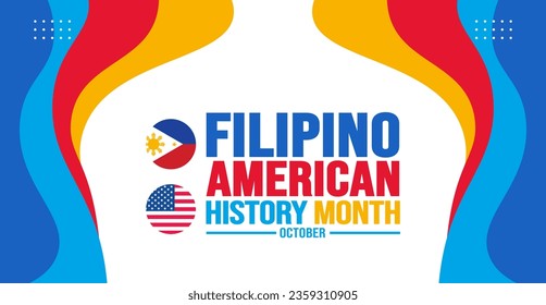 Oktober ist Filipino American History Month Hintergrundvorlage. Urlaubskonzept. Hintergrund-, Banner-, Plakat-, Karten- und Plakatdesign-Vorlage mit Texteinschrift und Standardfarbe. Vektorgrafik