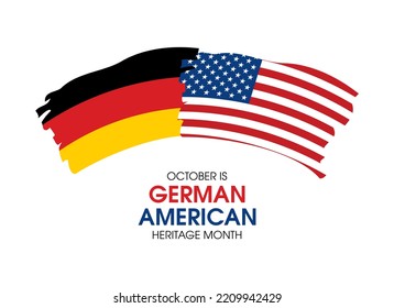 October is German American Heritage Month vector. Abstract grunge paintbrush German and American Flag icon vector isolated on a white background. Important day