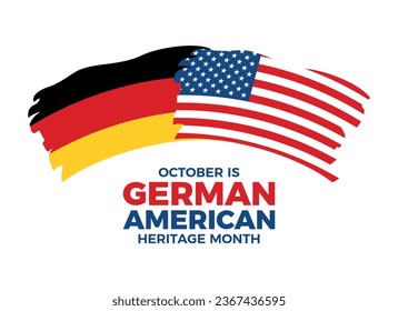 Oktober ist die Vektorgrafik des Deutschen Amerikanischen Erbes. Pinsel für die deutsche und die amerikanische Flagge Symbol Vektorgrafik einzeln auf weißem Hintergrund. Grunge Flag von Deutschland und USA Flagge Symbol. Wichtiger Tag