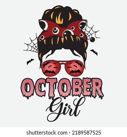 October Girl Halloween Sublimation T-Shirt Design