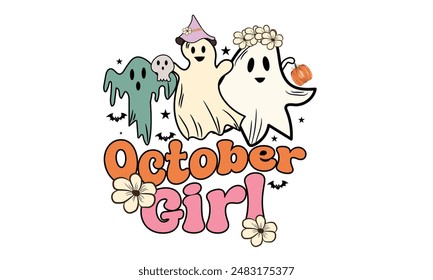 Oktober Mädchen PNG T-Shirt Design. Sie erhalten eine eps-Datei.