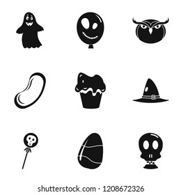 October halloween icon set. Simple set of 9 october halloween vector icons for web design on white background