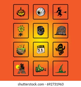 October Halloween vector icon design background