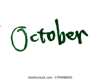 October handwritten with a brush pen