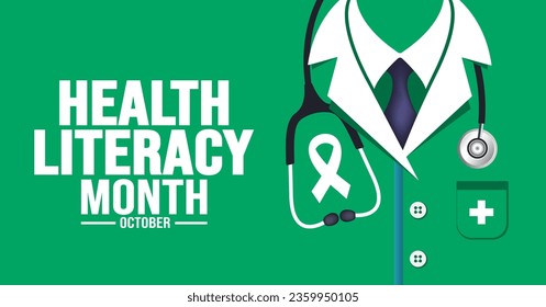 October is Health Literacy Month background template. Holiday concept. background, banner, placard, card, and poster design template with text inscription and standard color. vector illustration.