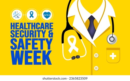 October is Healthcare Security and Safety Week background template. Holiday concept. background, banner, placard, card, and poster design template with text inscription and standard color. vector.
