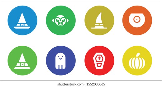october icon set. 8 filled october icons.  Simple modern icons about  - Witch, Vampire, Ghost, Coffin, Breast, Pumpkin