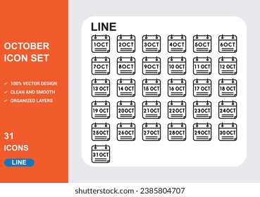 october Icons with White Background Free Vector