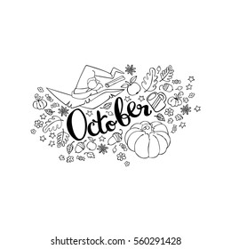 October. Isolated vector objects on white background.