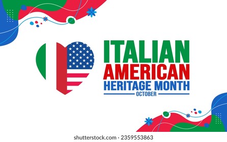 October is Italian American Heritage Month background template. Holiday concept. background, banner, placard, card, and poster design template with text inscription and standard color. vector