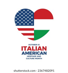 October is Italian-American Heritage and Culture Month vector illustration. Italian and American flag in heart shape icon vector isolated on a white background. Important day