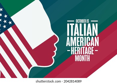 October is Italian-American Heritage Month. Holiday concept. Template for background, banner, card, poster with text inscription. Vector EPS10 illustration