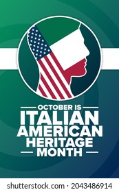 October is Italian-American Heritage Month. Holiday concept. Template for background, banner, card, poster with text inscription. Vector EPS10 illustration