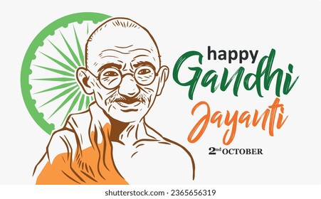 October mahatma Gandhi Jayanti Birthday Celebration with Hindi text Gandhi. Vector illustration