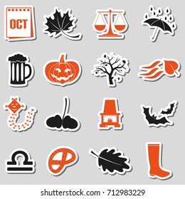 october month theme set of simple stickers eps10