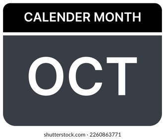 October monthly calendar. Calendar illustration with perfect black, gray and white color adjustment