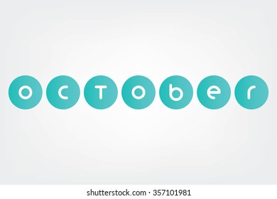 october, names of months of the year in white background