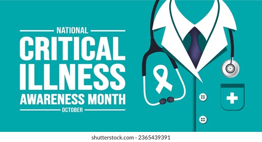 Der Oktober ist eine Hintergrundvorlage zum National Critical Illness Awareness Month. Urlaubskonzept. Hintergrund-, Banner-, Plakat-, Karten- und Plakatdesign-Vorlage mit Texteinschrift und Standardfarbe.