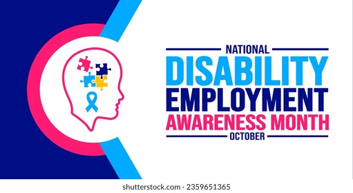 Oktober ist National Disability Employment Awareness Month Hintergrund-Vorlage verwendet Hintergrund, Banner, Plakat, Karte und Poster-Design. Urlaubskonzept mit Texteinschrift und Standardfarbe.