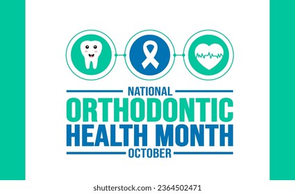 October is National Orthodontic Health Month background template. Holiday concept. background, banner, placard, card, and poster design template with text inscription and standard color.