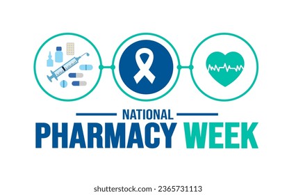 October is National Pharmacy Week background template. Holiday concept. background, banner, placard, card, and poster design template with text inscription and standard color. vector illustration.