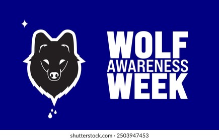 October is   National Wolf Awareness Week .use to background template, poster, placard, card, banner, text with standard color, vector design.