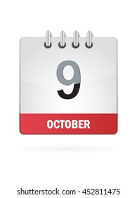 October Nine. Calendar Icon